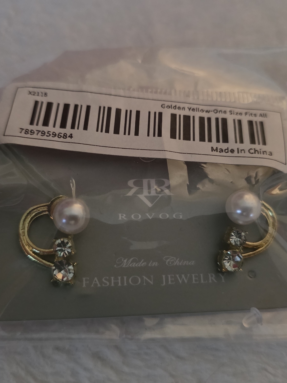 ROVOG Fashion Jewelry Golden Yellow Pearl Stud Earrings